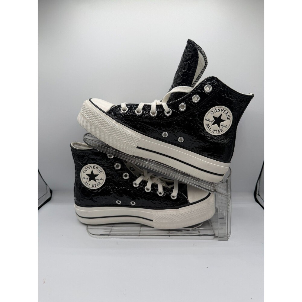 Converse Chuck Taylor Wedge Platform Womens 7.5 Black Croc Leather High Top NWT